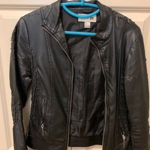 Distressed leather jacket